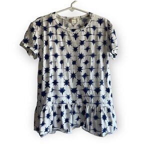 Kid's Crewcuts Blue & White Printed Short Sleeve Top